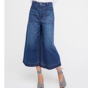We The Free High-Rise Wide-Leg Crop Jeans in Denim Blue